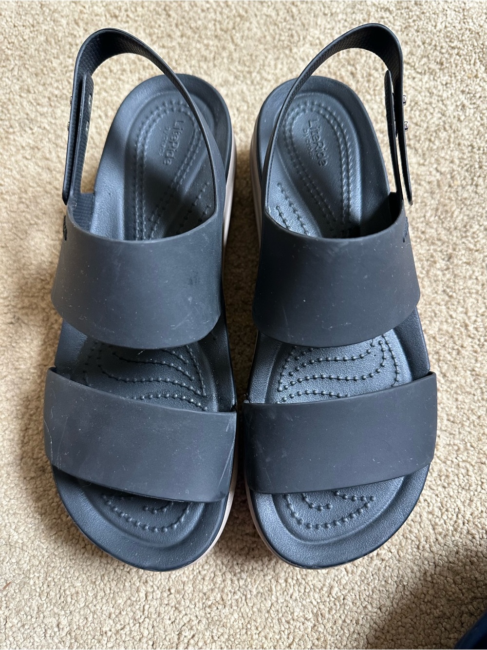 CROCS Black Two-Strap Slingback Sandals